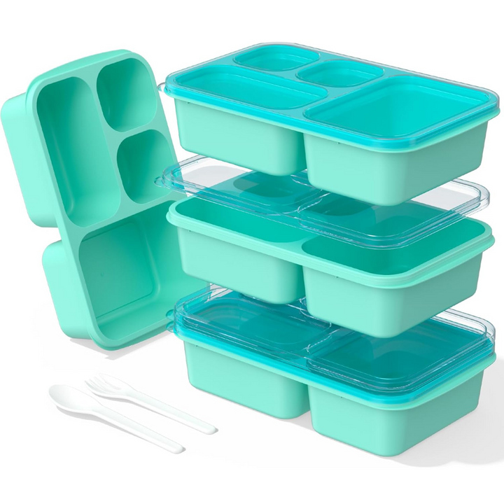 Bento Box Meal Prep Containers - 4-Pack-Blue - 4 Compartments-Nora Luxe