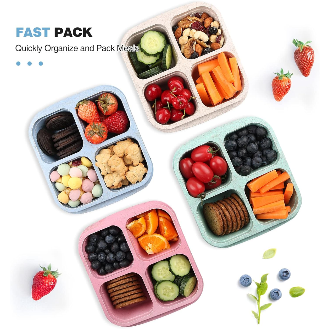 Bento-Style 4-Compartment Meal Prep Boxes (4-Pack) - Bento4You-Nora Luxe