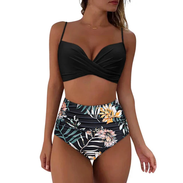 Bikini Set - Mila-Black/Flowers-S-Nora Luxe