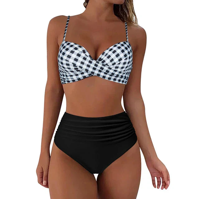 Bikini Set - Mila-Checked/Black-S-Nora Luxe