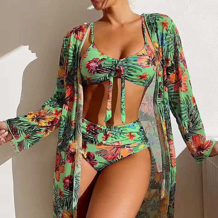 Bikini set with High Waist and Cover-up – Amira-Green-XS-State of Style