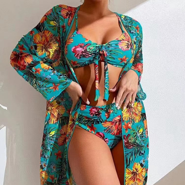 Bikini set with High Waist and Cover-up – Amira-Turquoise-XS-State of Style