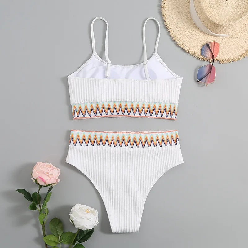 Bikini with Adjustable Straps and High Waist – Malia-White-XS-State of Style