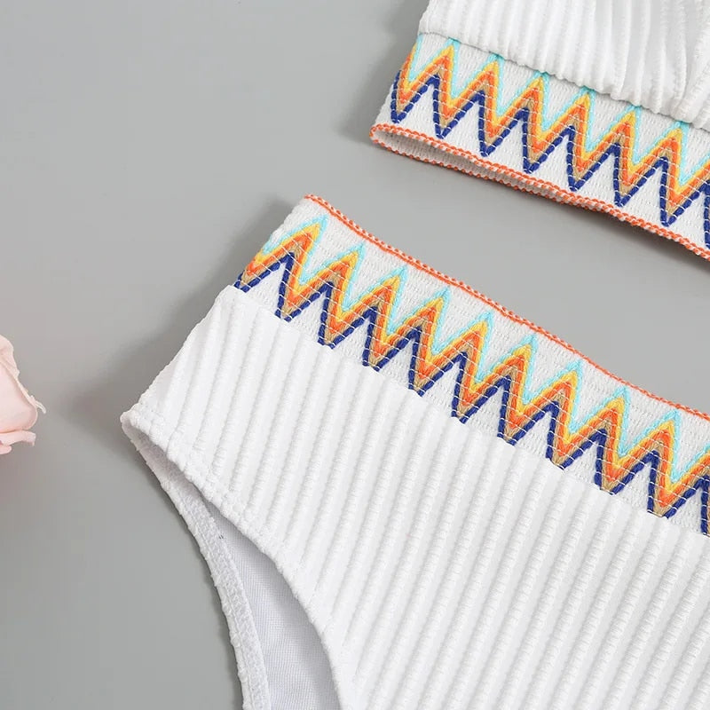 Bikini with Adjustable Straps and High Waist – Malia-White-XS-State of Style