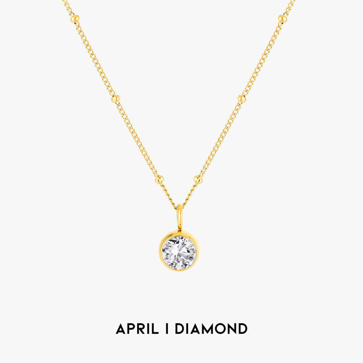 Birthstone Necklace - Aurora-April | Diamond-Gold-Nora Luxe