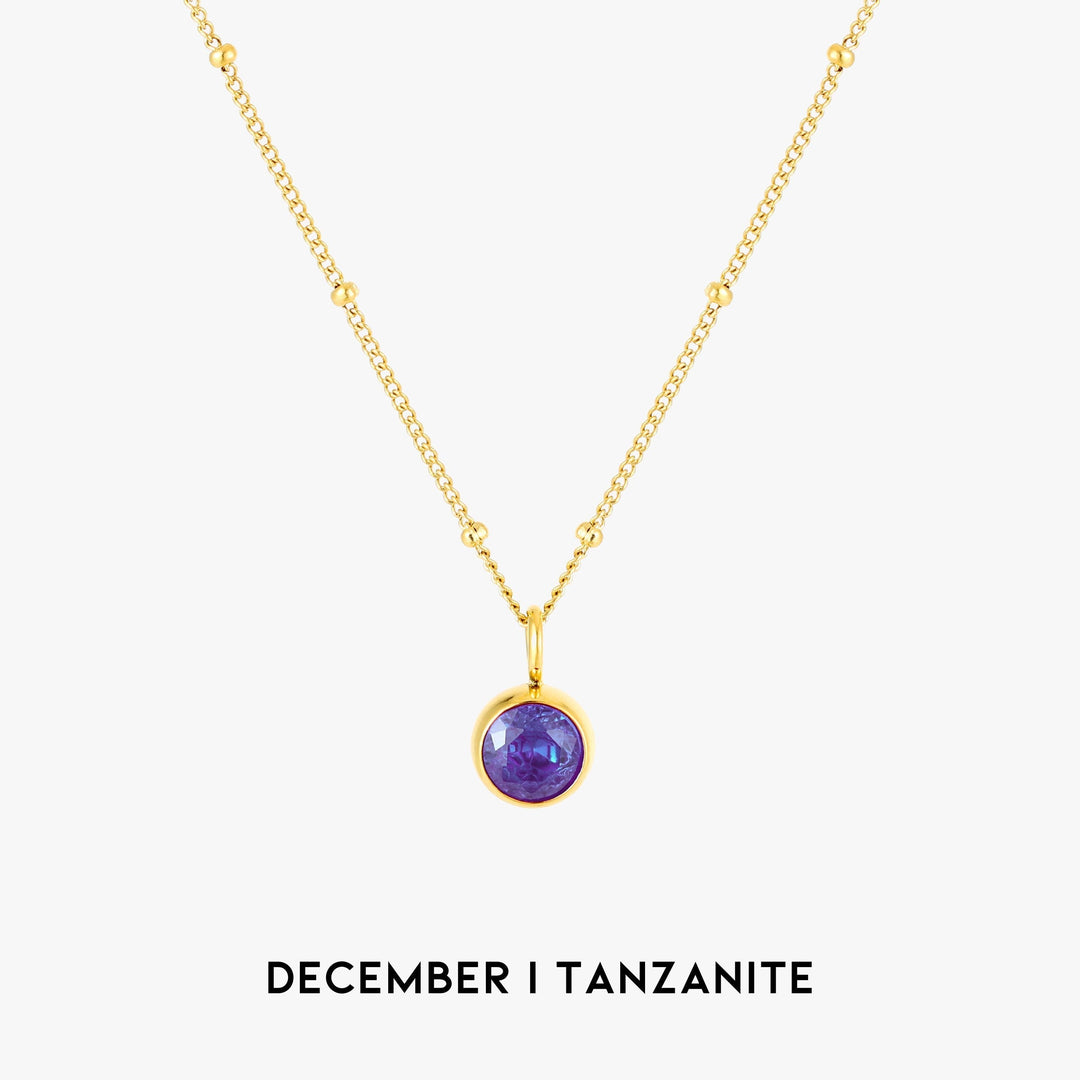 Birthstone Necklace - Aurora-December | Tanzanite-Gold-Nora Luxe