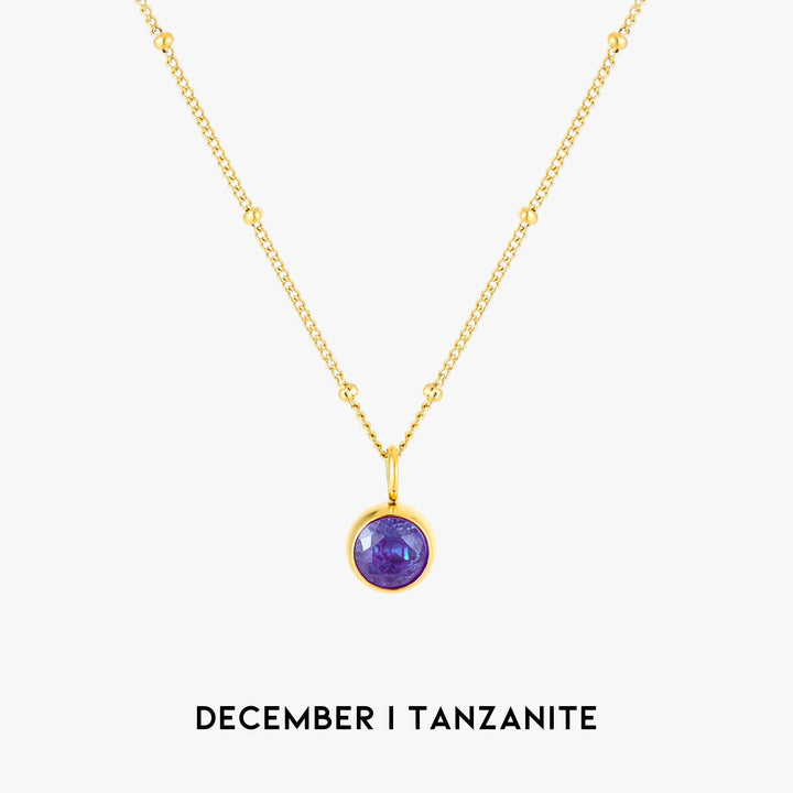 Birthstone Necklace - Aurora-December | Tanzanite-Gold-Nora Luxe