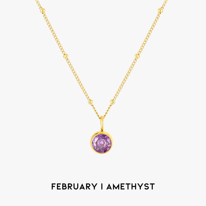 Birthstone Necklace - Aurora-February | Amethyst-Gold-Nora Luxe