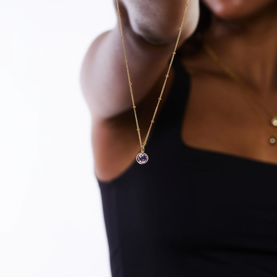 Birthstone Necklace - Aurora-January | Pomegranate-Gold-Nora Luxe