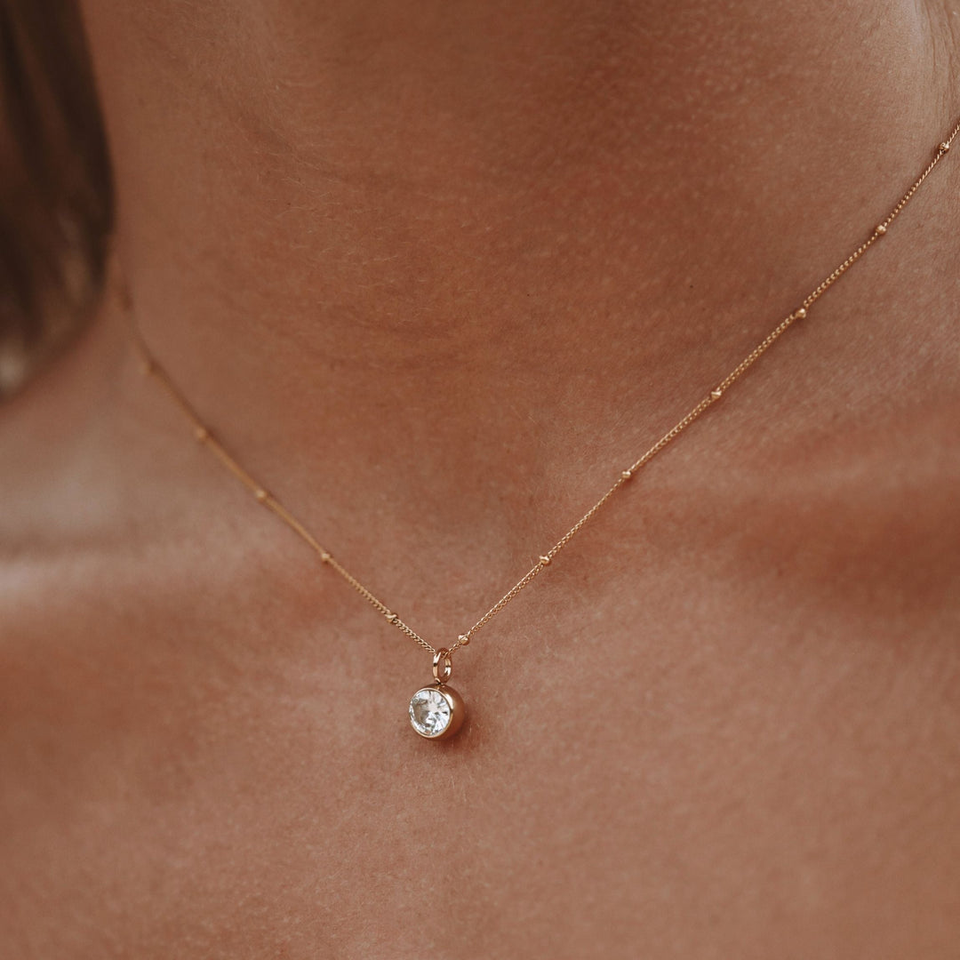 Birthstone Necklace - Aurora-January | Pomegranate-Gold-Nora Luxe