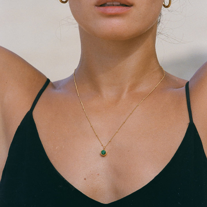 Birthstone Necklace - Aurora-January | Pomegranate-Gold-Nora Luxe