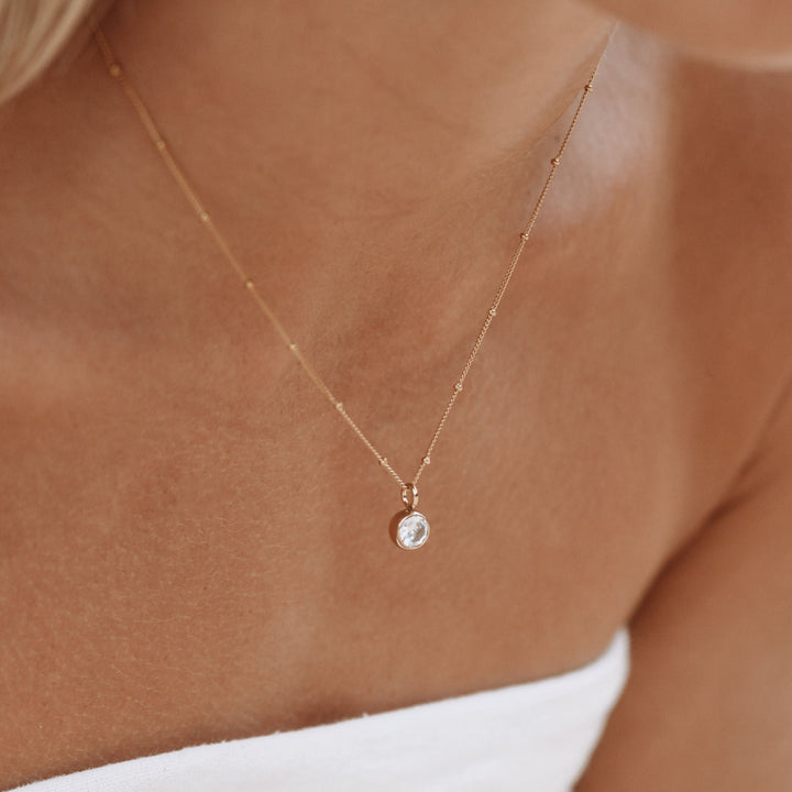 Birthstone Necklace - Aurora-January | Pomegranate-Gold-Nora Luxe