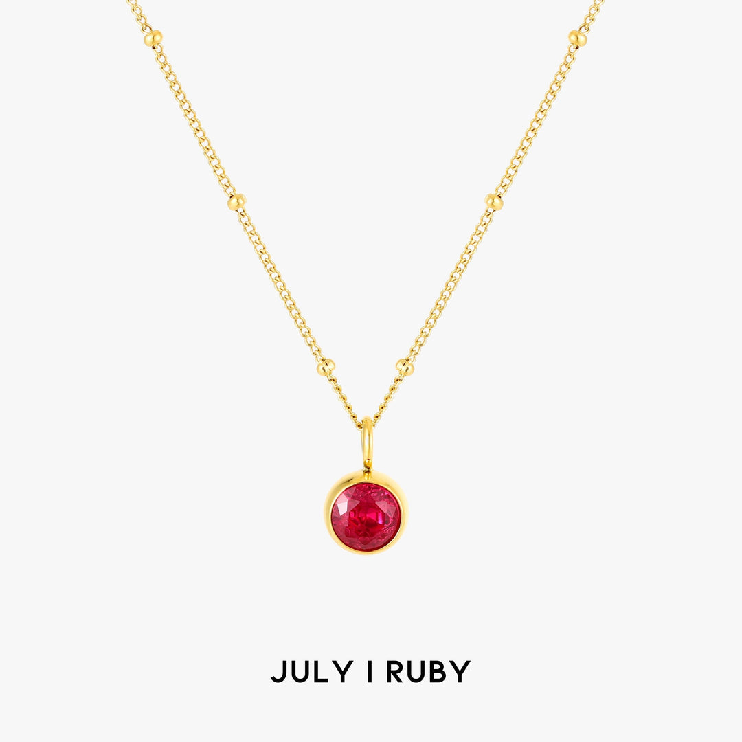 Birthstone Necklace - Aurora-July | Ruby-Gold-Nora Luxe
