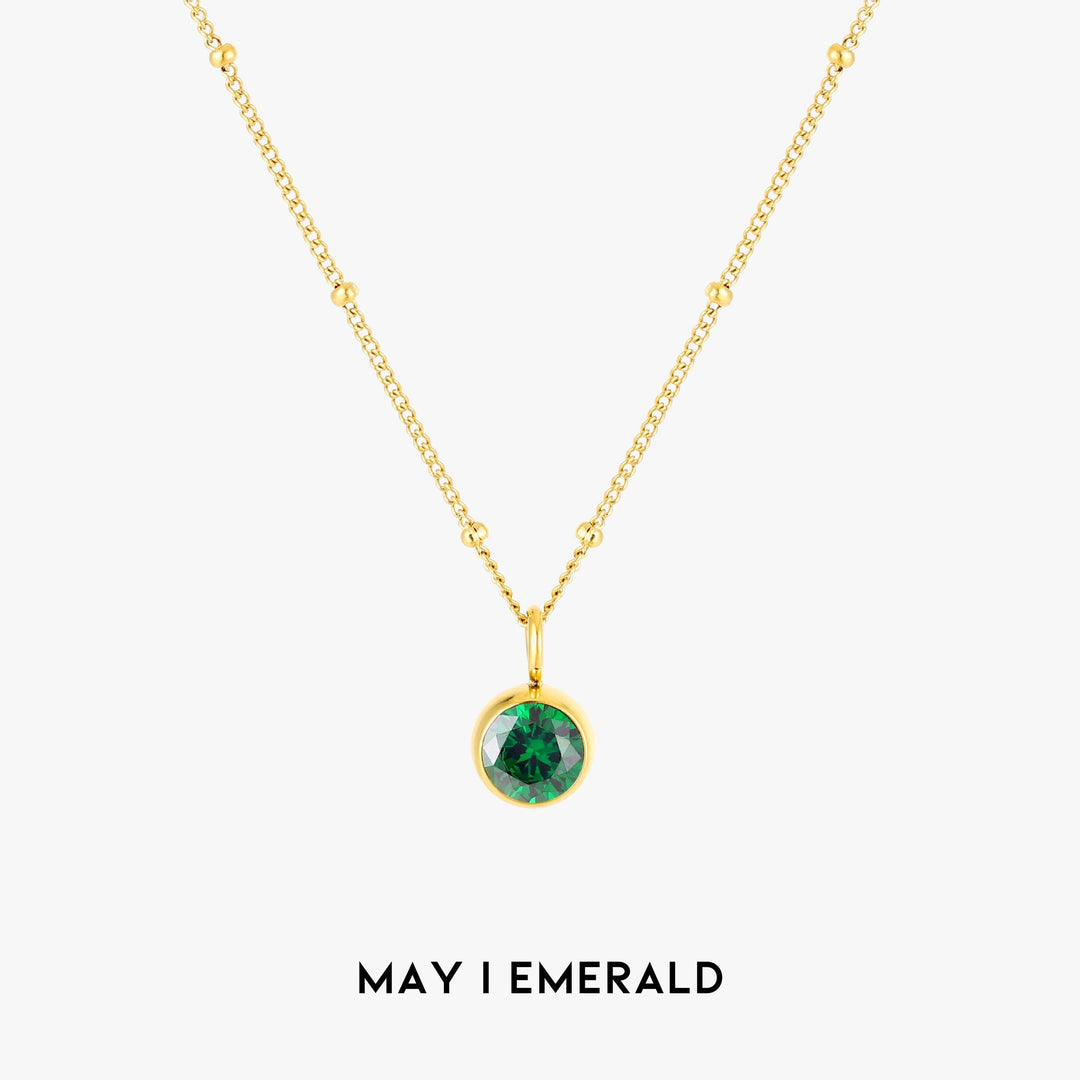 Birthstone Necklace - Aurora-Mei | Smaragd-Gold-Nora Luxe