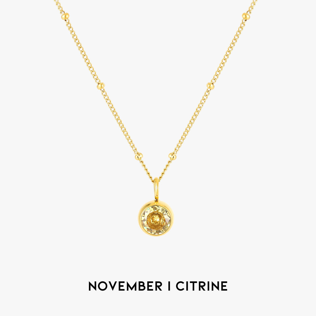 Birthstone Necklace - Aurora-November | Citrine-Gold-Nora Luxe