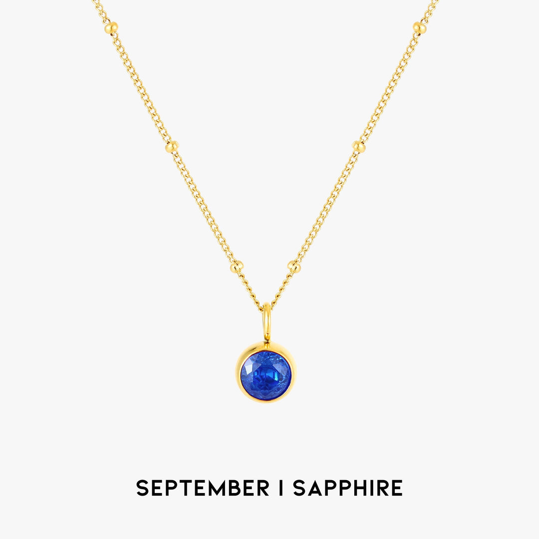 Birthstone Necklace - Aurora-September | Sapphire-Gold-Nora Luxe