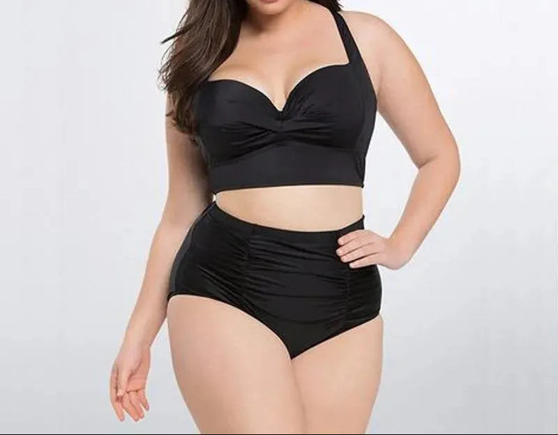 Black Bikini Set with Halter Top and High Waist – Alina-S-State of Style