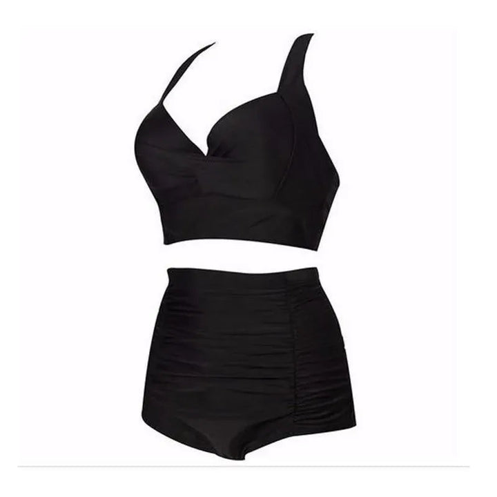 Black Bikini Set with Halter Top and High Waist – Alina-S-State of Style