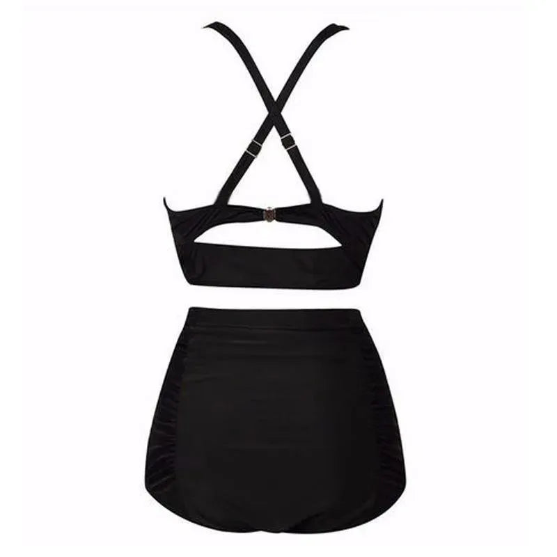 Black Bikini Set with Halter Top and High Waist – Alina-S-State of Style