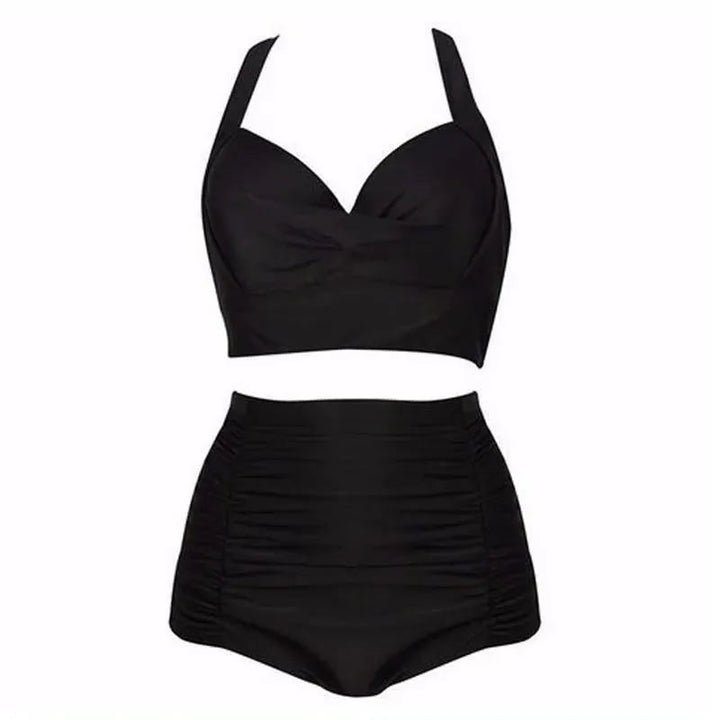 Black Bikini Set with Halter Top and High Waist – Alina-S-State of Style