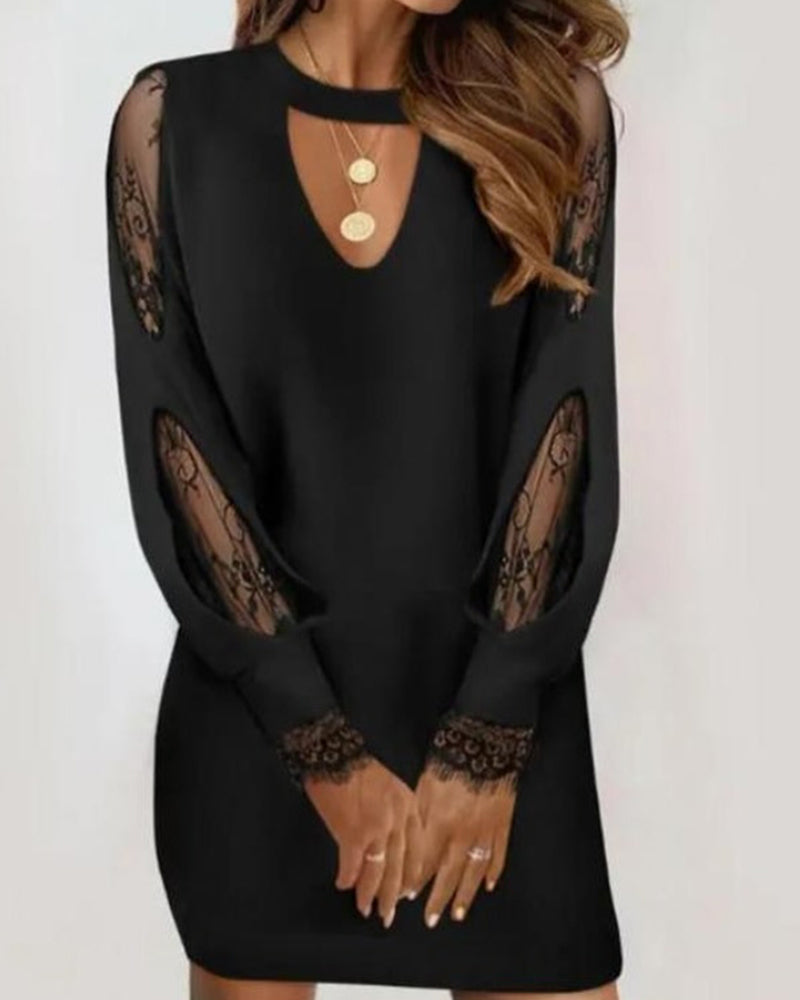 Black Bodycon Dress with Mesh and V-neck – Selena-S-The Livary