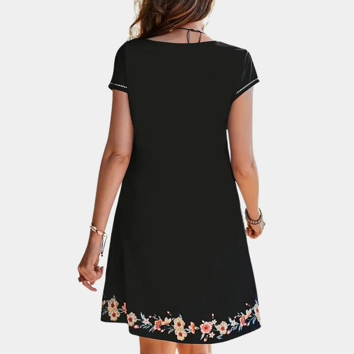 Black Floral Summer Dress - Sofia-XS-Nora Luxe