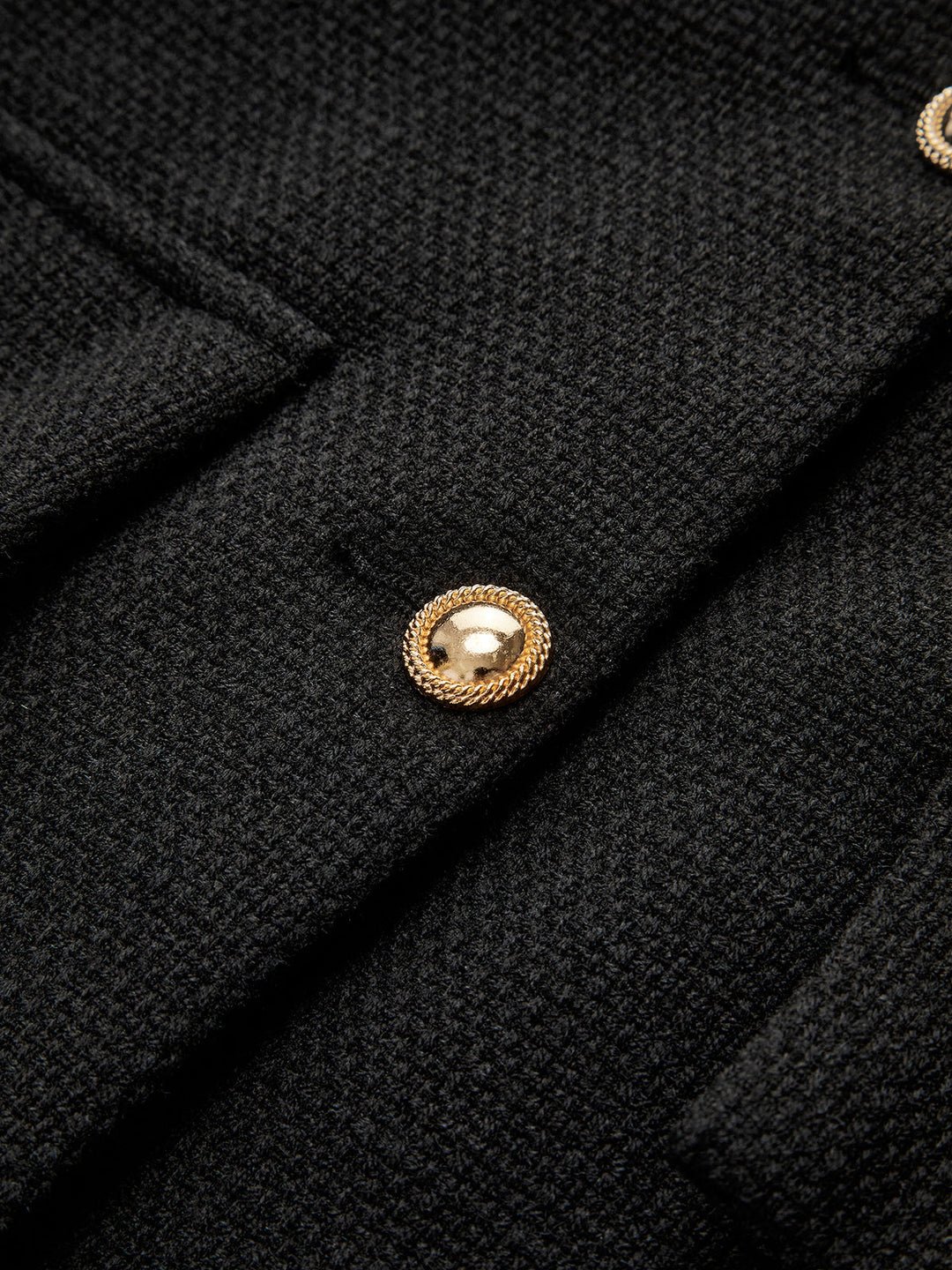 Black Gold Button Tweed Blazer - Camille-XS-Nora Luxe