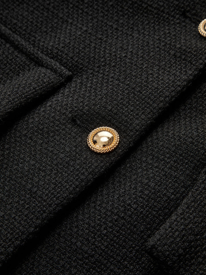 Black Gold Button Tweed Blazer - Camille-XS-Nora Luxe