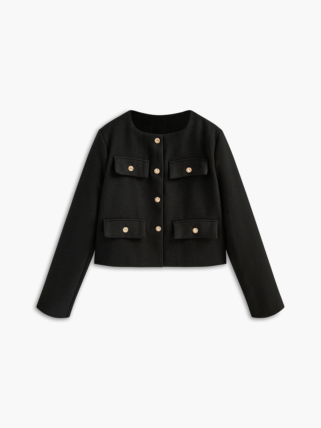 Black Gold Button Tweed Blazer - Camille-XS-Nora Luxe
