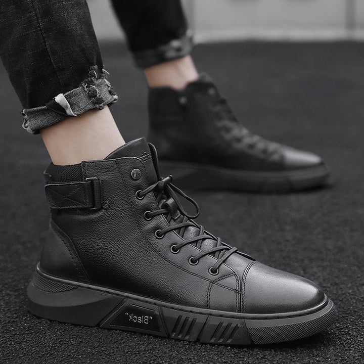 Black Handmade Leather Boots for Men - ShadowStep-Black-7.0-Nora Luxe