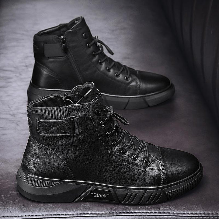 Black Handmade Leather Boots for Men - ShadowStep-Black-7.0-Nora Luxe