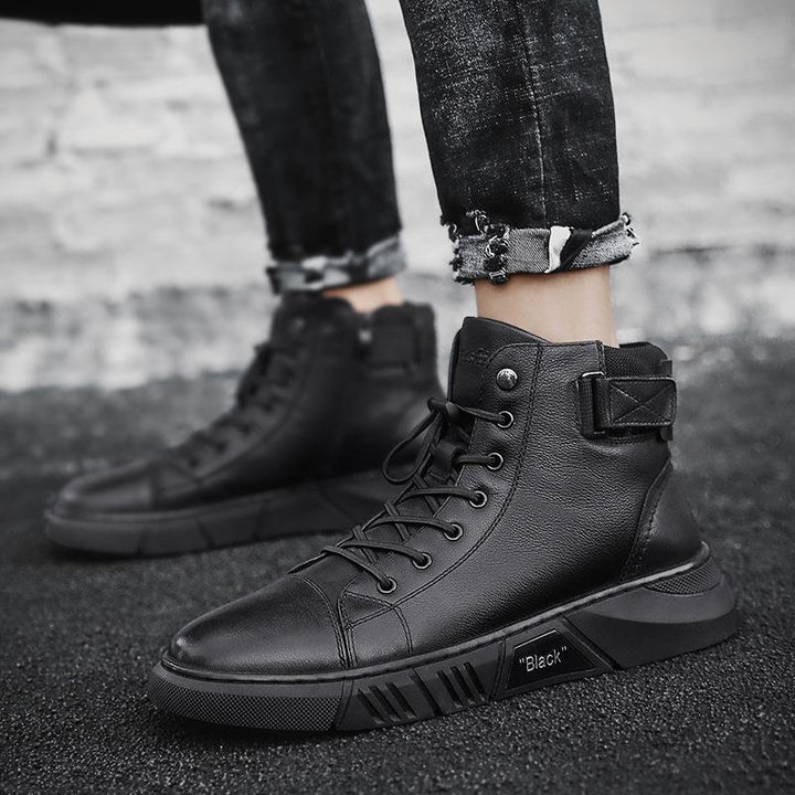 Black Handmade Leather Boots for Men - ShadowStep-Black-7.0-Nora Luxe