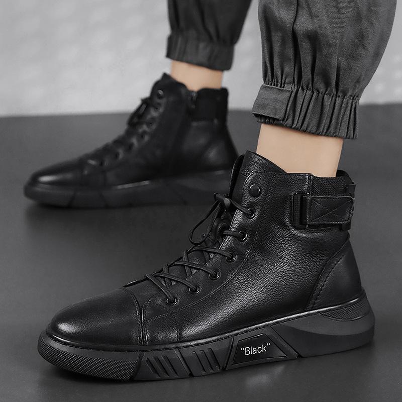 Black Handmade Leather Boots for Men - ShadowStep-Black-7.0-Nora Luxe