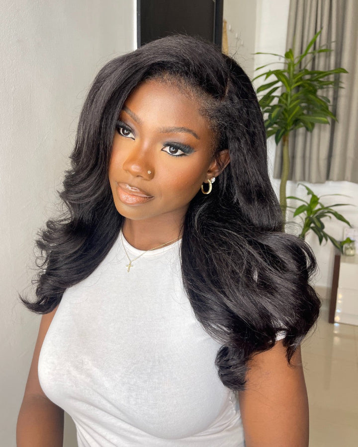 Black HD Lace Wig with Body Wave & Curly Edges – Amara-Nora Luxe