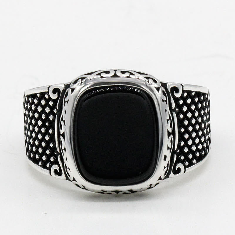 Black Onyx Silver Ring for Men - Max-2.24 in-Nora Luxe