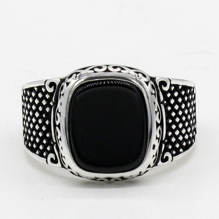 Black Onyx Silver Ring for Men - Max-2.24 in-Nora Luxe