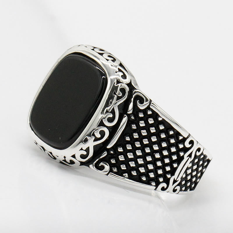 Black Onyx Silver Ring for Men - Max-2.24 in-Nora Luxe