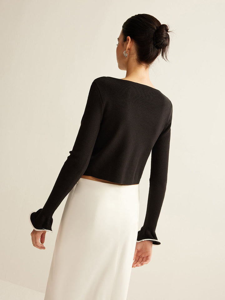 Black Skinny Ruffle Cardigan for Women - Isabella-XS-Nora Luxe