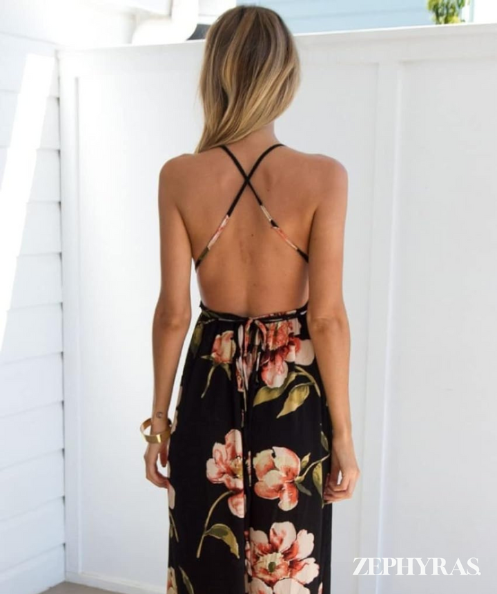 Black Summer Dress with Floral Print and Loose Fit – Mayra-S-State of Style