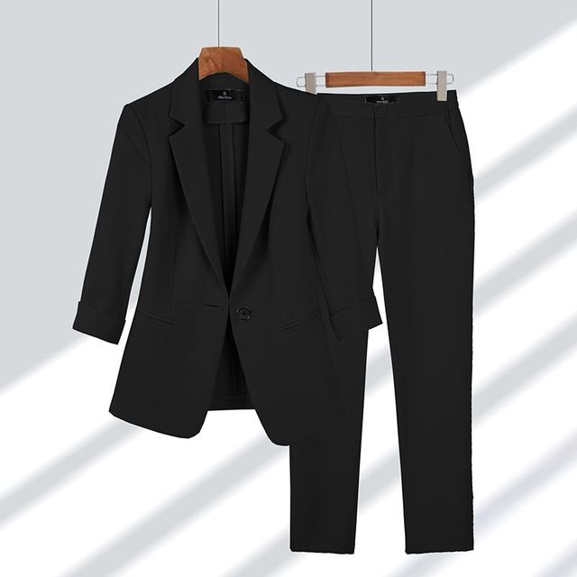Blazer and Trouser Outfit - SophiaSet-Black-M-Nora Luxe