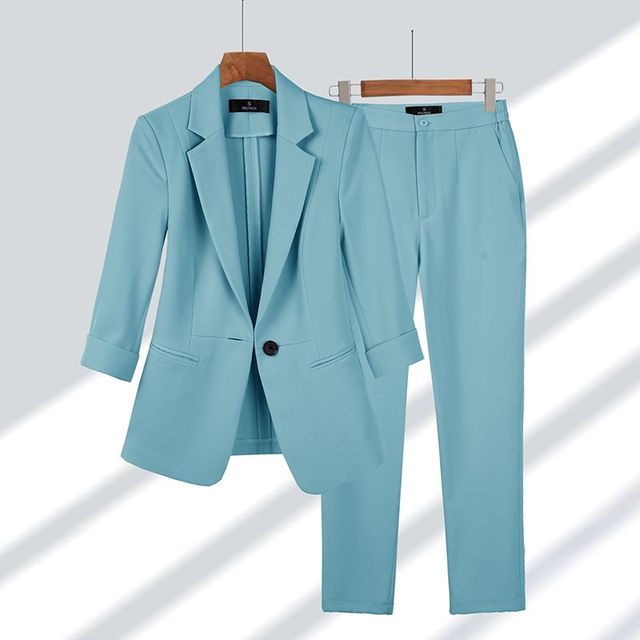 Blazer and Trouser Outfit - SophiaSet-Blue-M-Nora Luxe