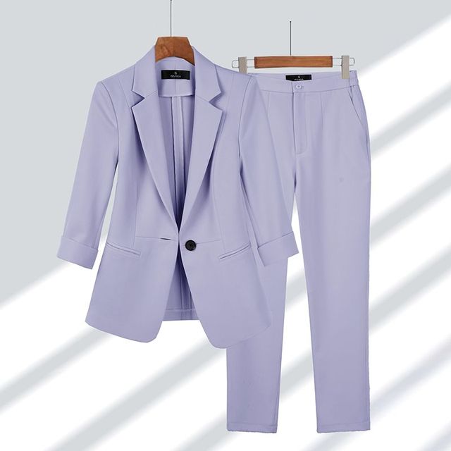 Blazer and Trouser Outfit - SophiaSet-Lila-M-Nora Luxe