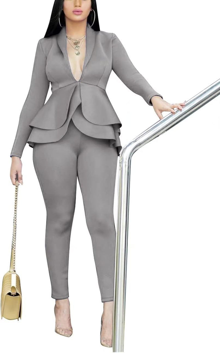 Blazer and Trousers Set - Faylinn-Blue-S-Nora Luxe