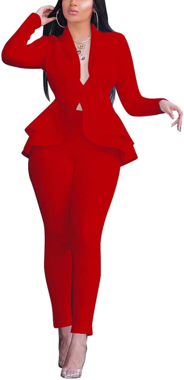 Blazer and Trousers Set - Faylinn-Red-S-Nora Luxe