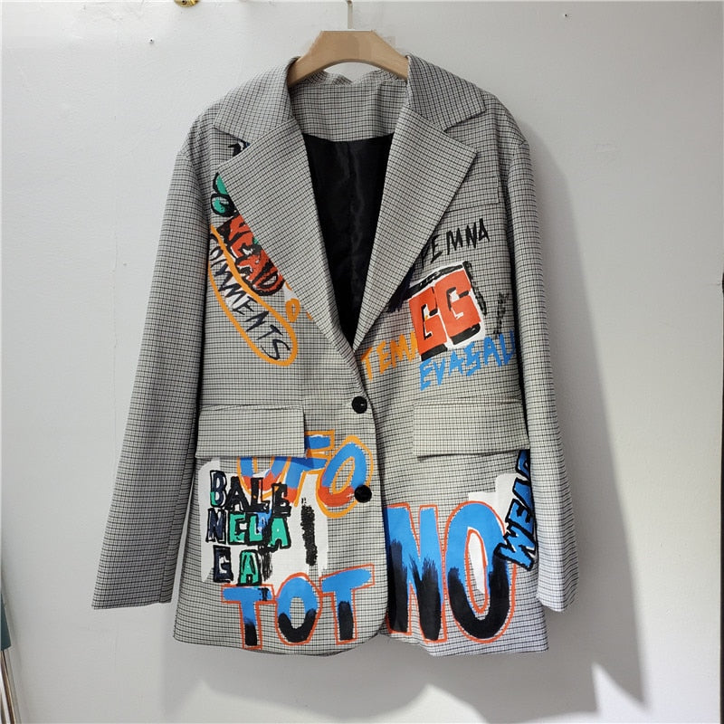Blazer with Print and Pocket - Luna-S-Nora Luxe