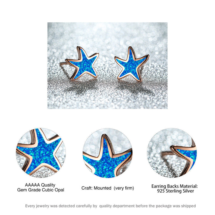 Blue Opal Starfish Earrings - Marina-Blue Opal-Silver-Nora Luxe