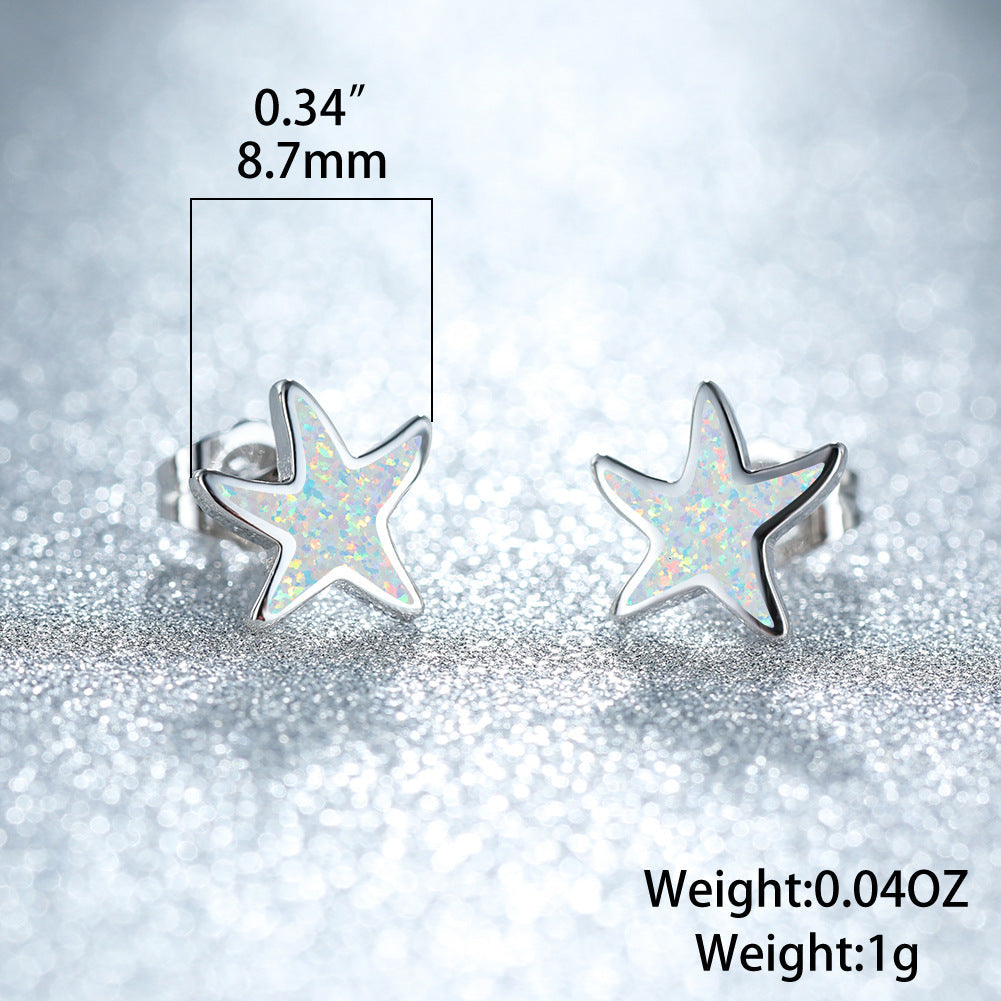 Blue Opal Starfish Earrings - Marina-Blue Opal-Silver-Nora Luxe