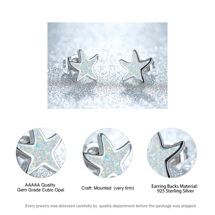 Blue Opal Starfish Earrings - Marina-Blue Opal-Silver-Nora Luxe