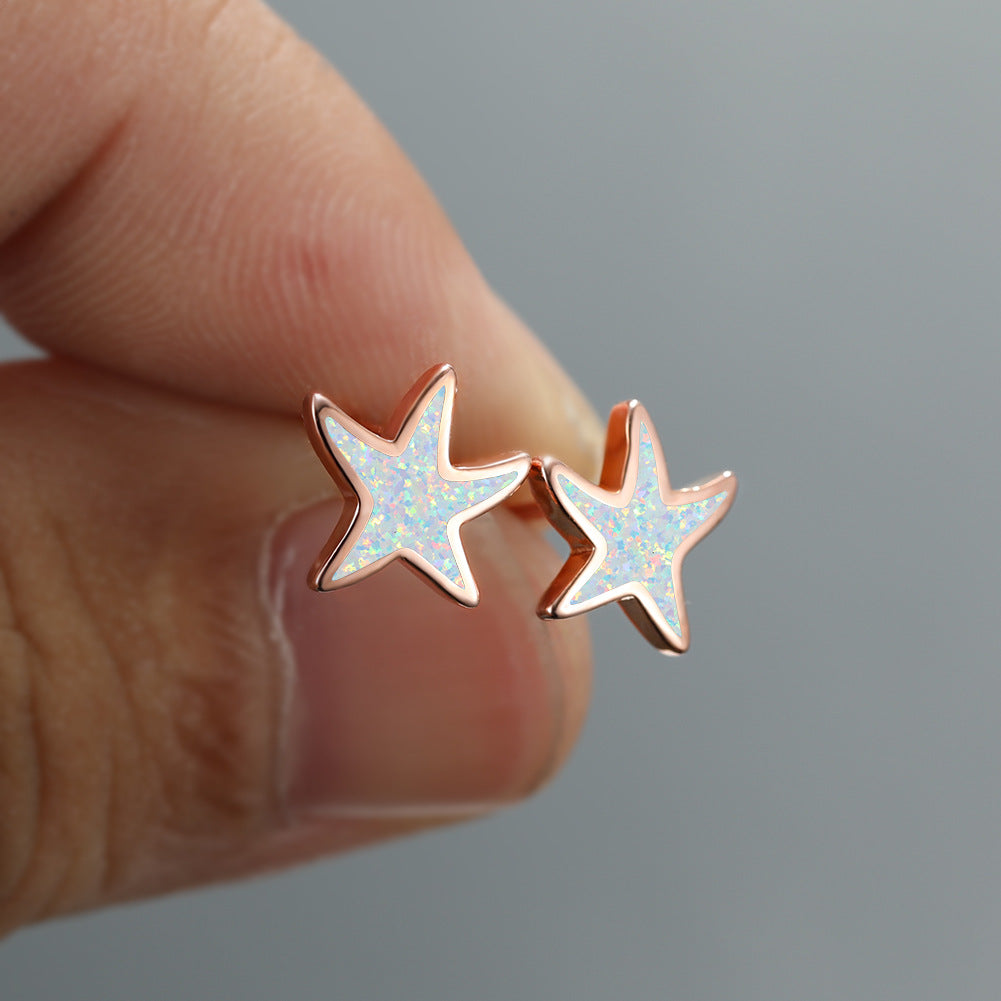 Blue Opal Starfish Earrings - Marina-Blue Opal-Silver-Nora Luxe