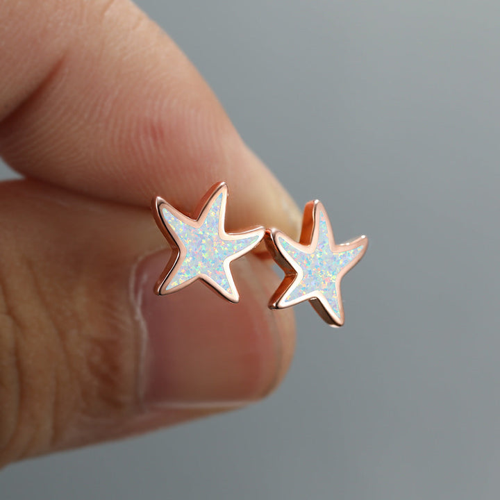 Blue Opal Starfish Earrings - Marina-Blue Opal-Silver-Nora Luxe